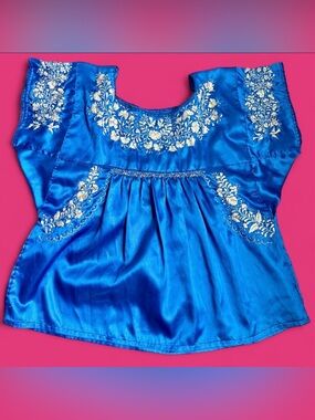 Blue Embroidered Women’s Mexican Top